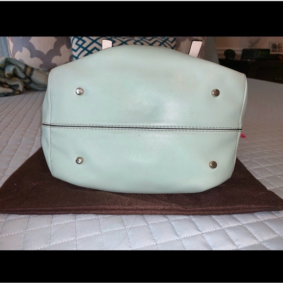 kate spade Mint Green Leather Satchel with Black Straps and Gold Hardware - Picture 4 of 5